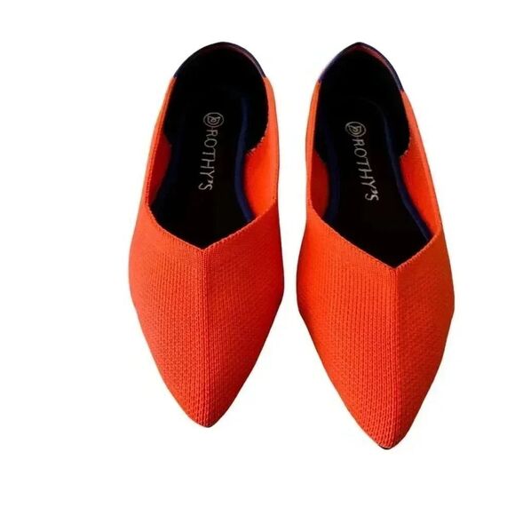 Rothy's The Point RARE Neon Orange Flat Shoes SZ 6 - Picture 2 of 12